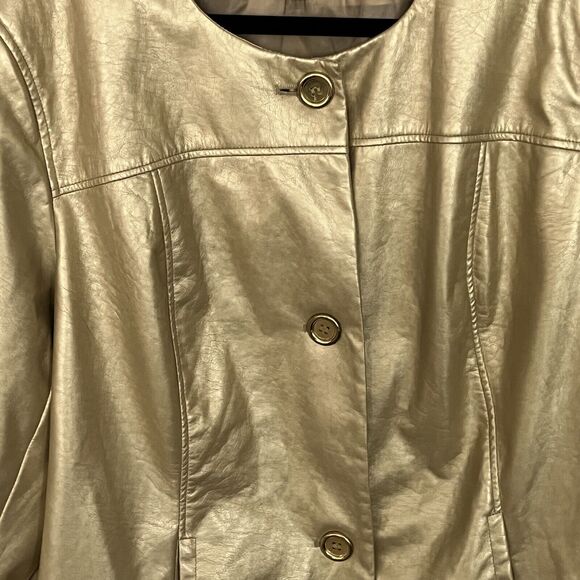 SAGHarbor Blazer Women's Size 2X Metallic Gold Linen Blend - Picture 4 of 8